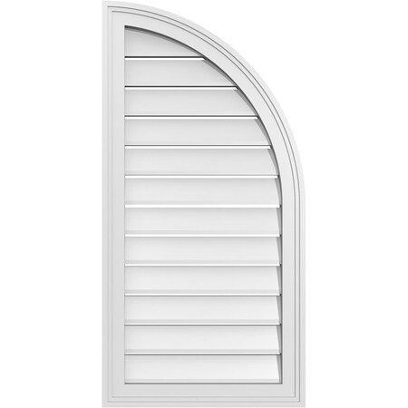 Ekena Millwork Quarter Round Top Right Surface Mount PVC Gable Vent w/ 2"W x 2"P Brickmould Sill Frame, 18"W x 36"H GVPQR18X3603SF